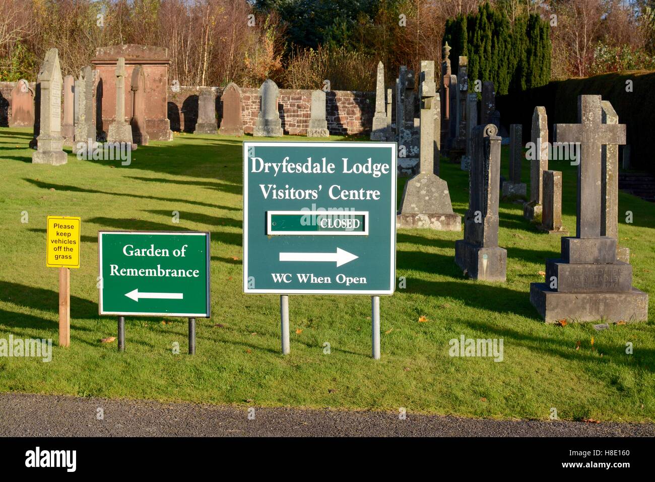 Dryfesdale Lodge sign - Lockerbie air disaster Stock Photo