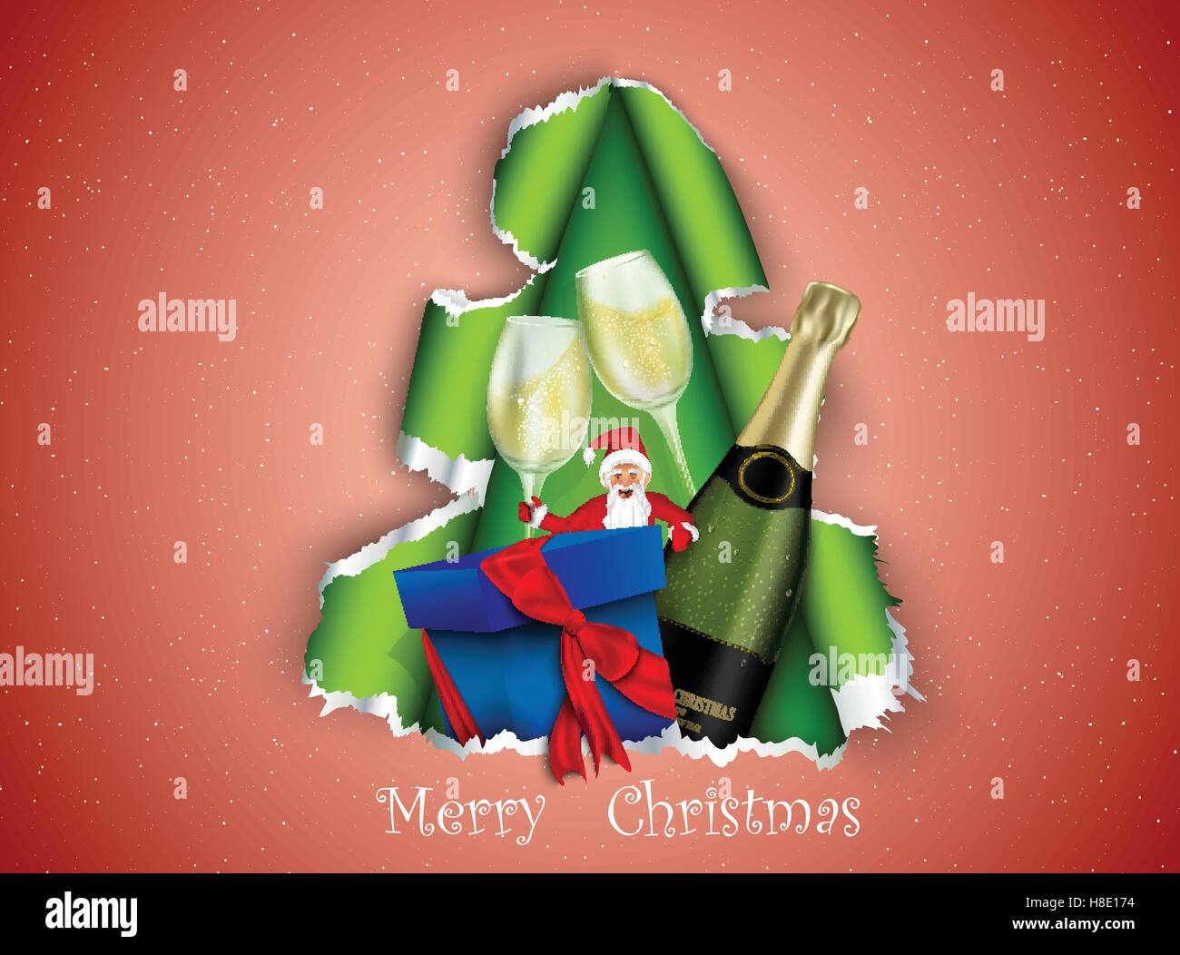 Santa Claus with a gift in the Christmas tree Stock Vector Image & Art ...