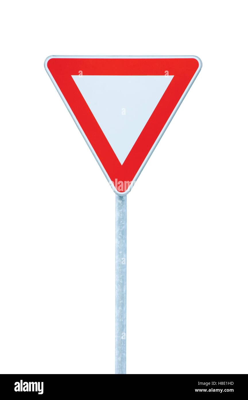 Give way priority yield traffic road sign, isolated Stock Photo