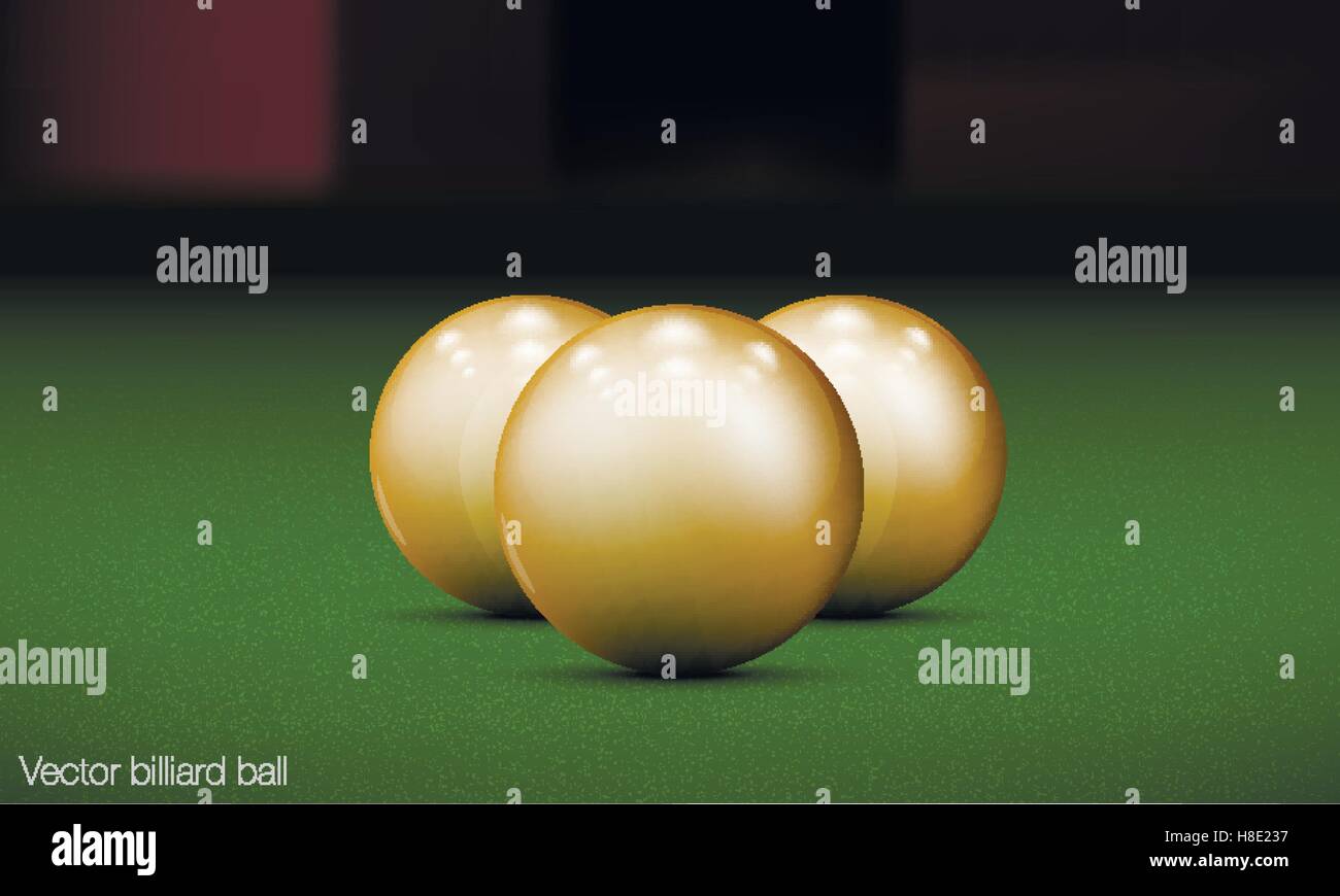 three realistic billiard balls on a pool table Stock Vector Image & Art