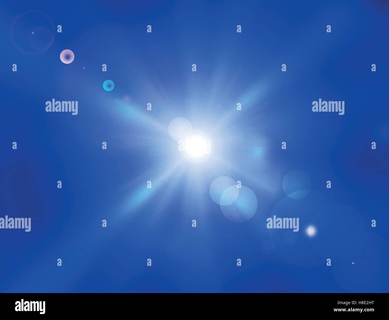 Vector sun on blue sky with lenses flare Stock Vector Image & Art - Alamy