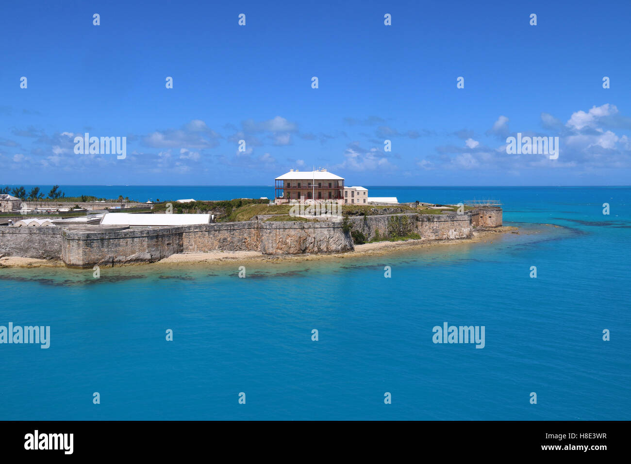 King's Wharf Bermuda view from the Sea, North Arm, Royal Naval Dockyard, King´s Port,  Bermuda. Stock Photo