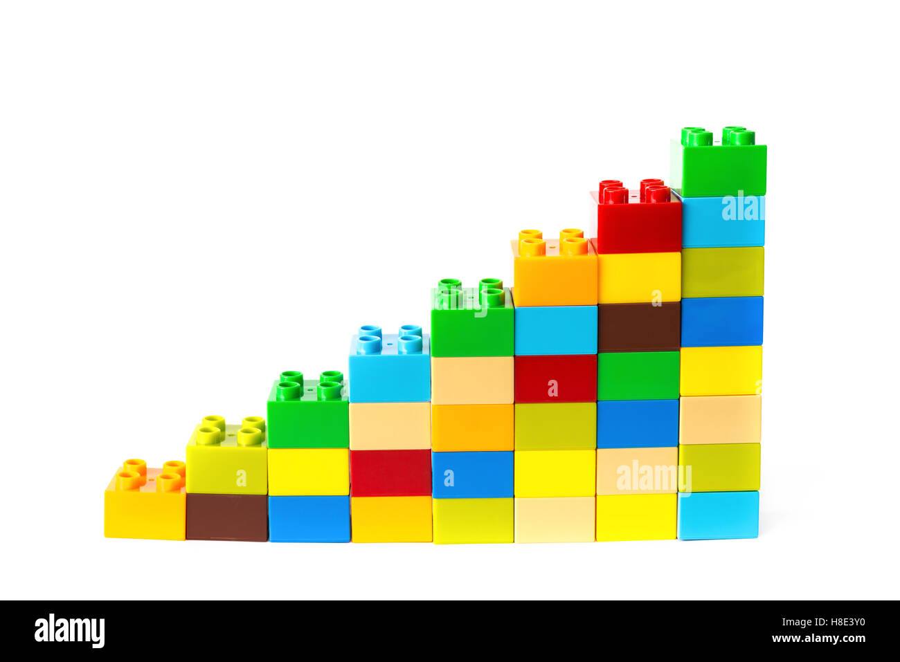 toy bricks shape as a growing trend on white background Stock Photo