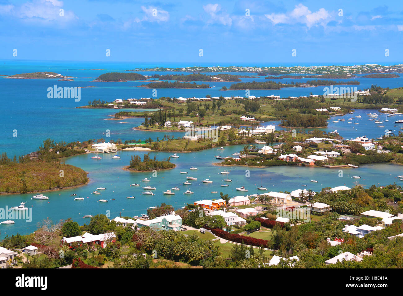 Bermuda tropical landscape view from above, St Anne's, Bermuda. Stock Photo