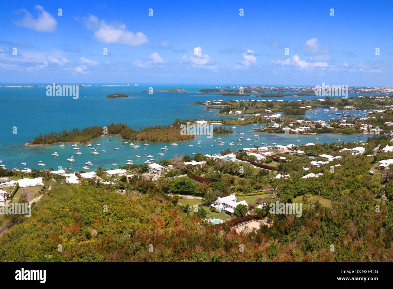 Bermuda tropical landscape view from above, St Anne's, Bermuda. Stock Photo