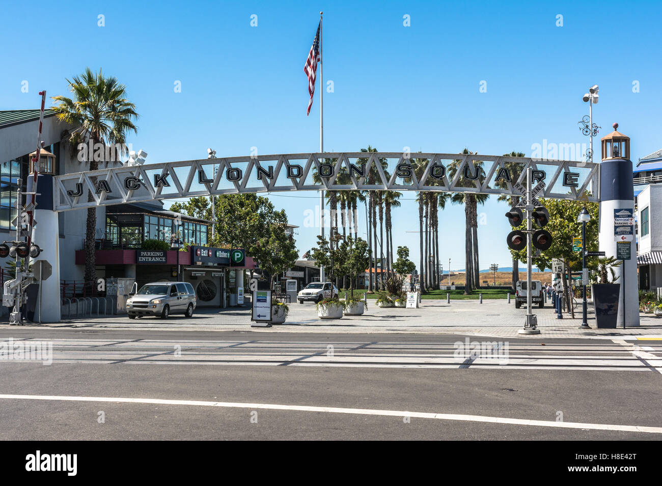 Jack London Square Dock entrance in Oakland, California Stock Photo