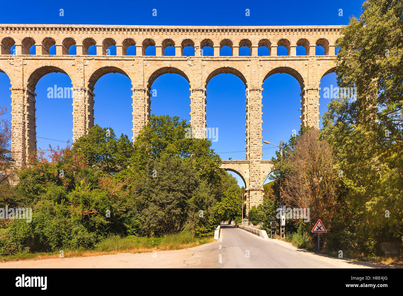 Roquefavour historic old aqueduct landmark Ventabren, Aix en Provence, France, Europe. Stock Photo