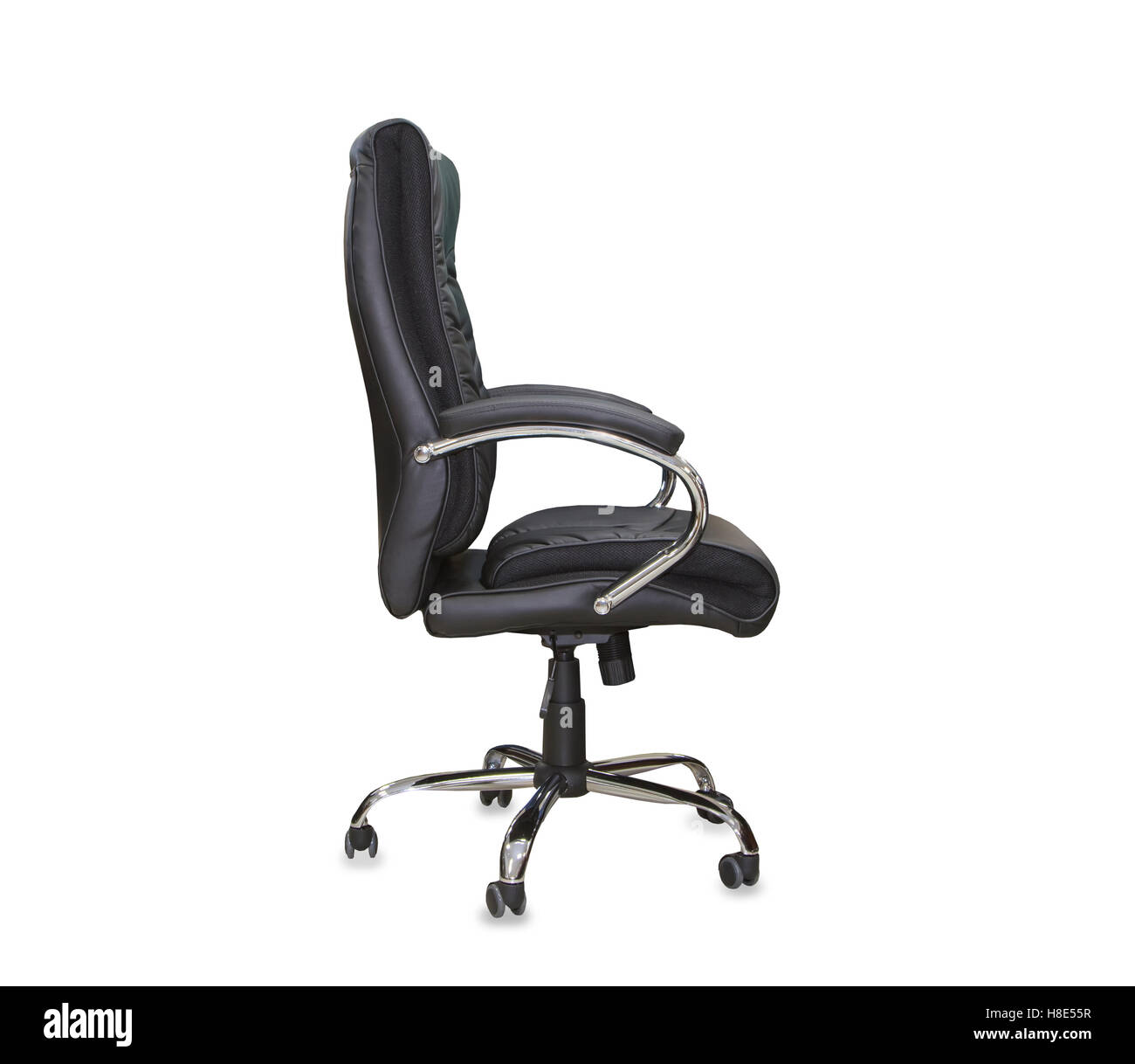Executive Office Black Leather Guest Chair Boss Box Arm Guest Chair With  Black Base [B639-BK] –, image size:1300x1218