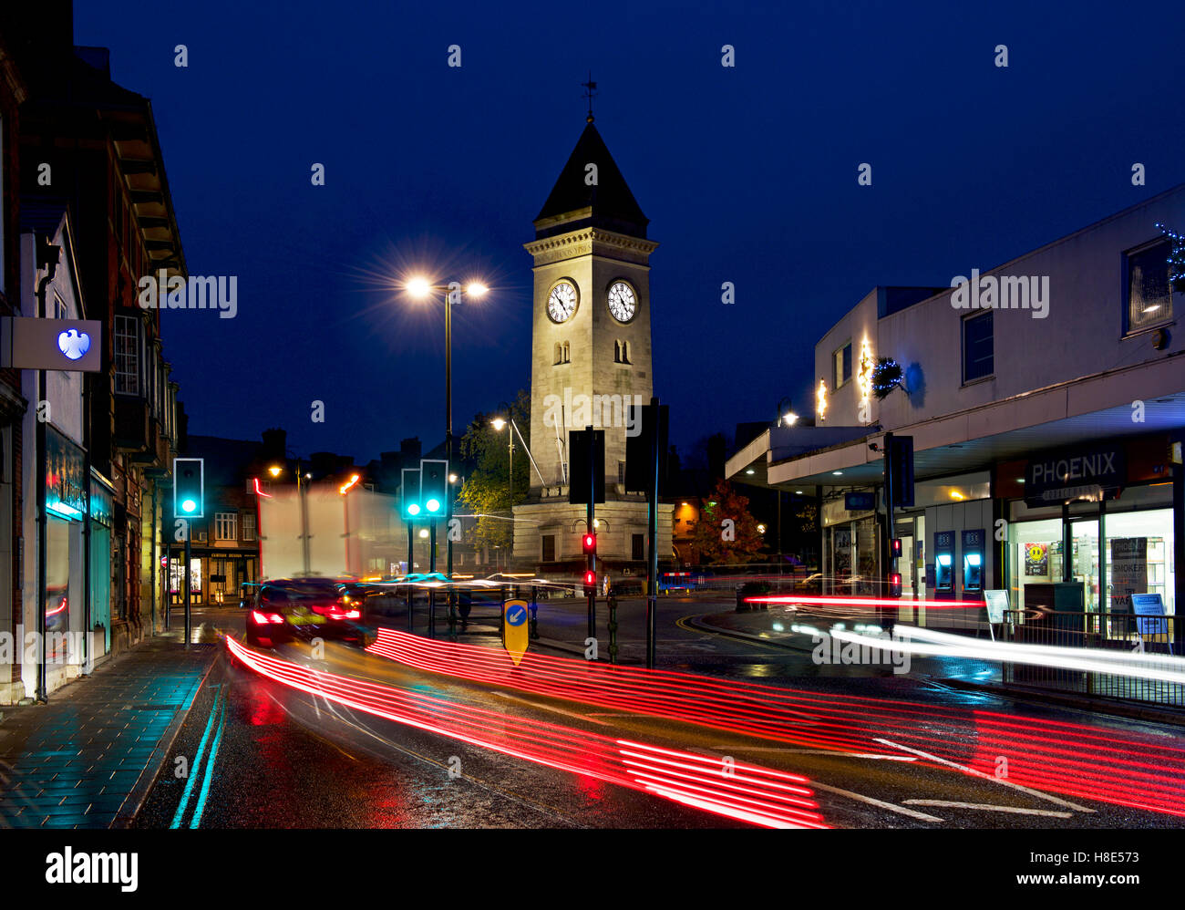 Town centre at night, Leek, Staffordshire, England UK Stock Photo