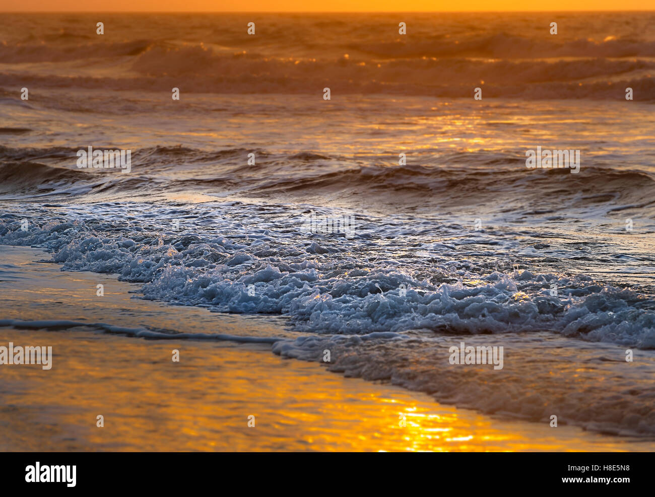 Artistic Sunrise With Waves, Hilton Head Island Stock Photo
