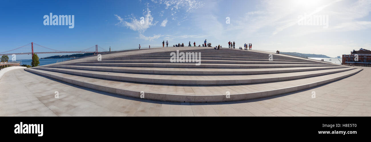 The rooftop of the MAAT - Museum of Art, Architecture and Technology. Designed by the British architect Amanda Levete. Lisbon. Stock Photo