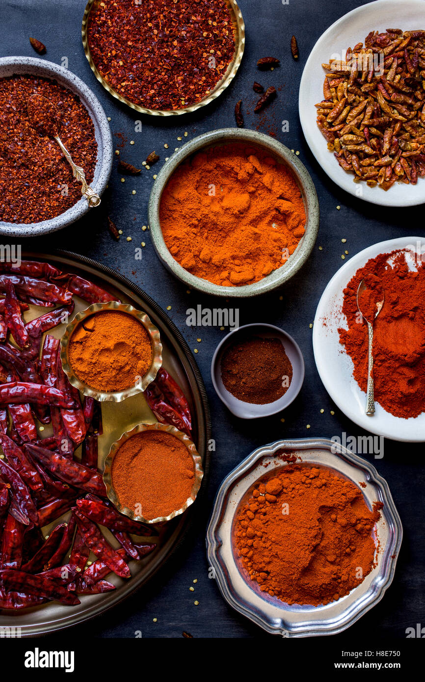 Chilli spices in a bowl Stock Photo Alamy