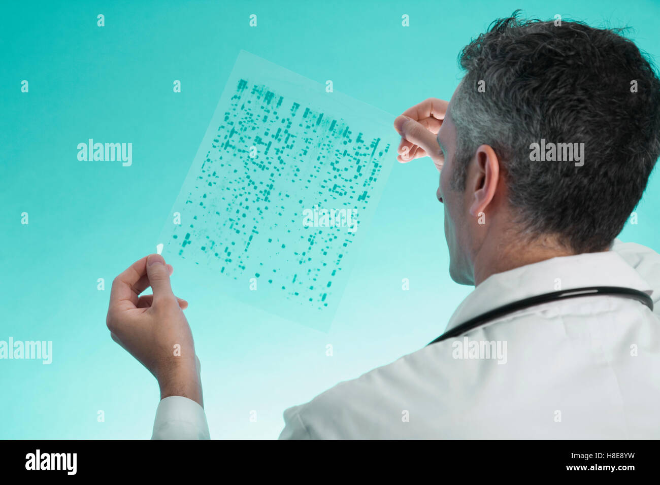 doctor holding DNA film scan Stock Photo