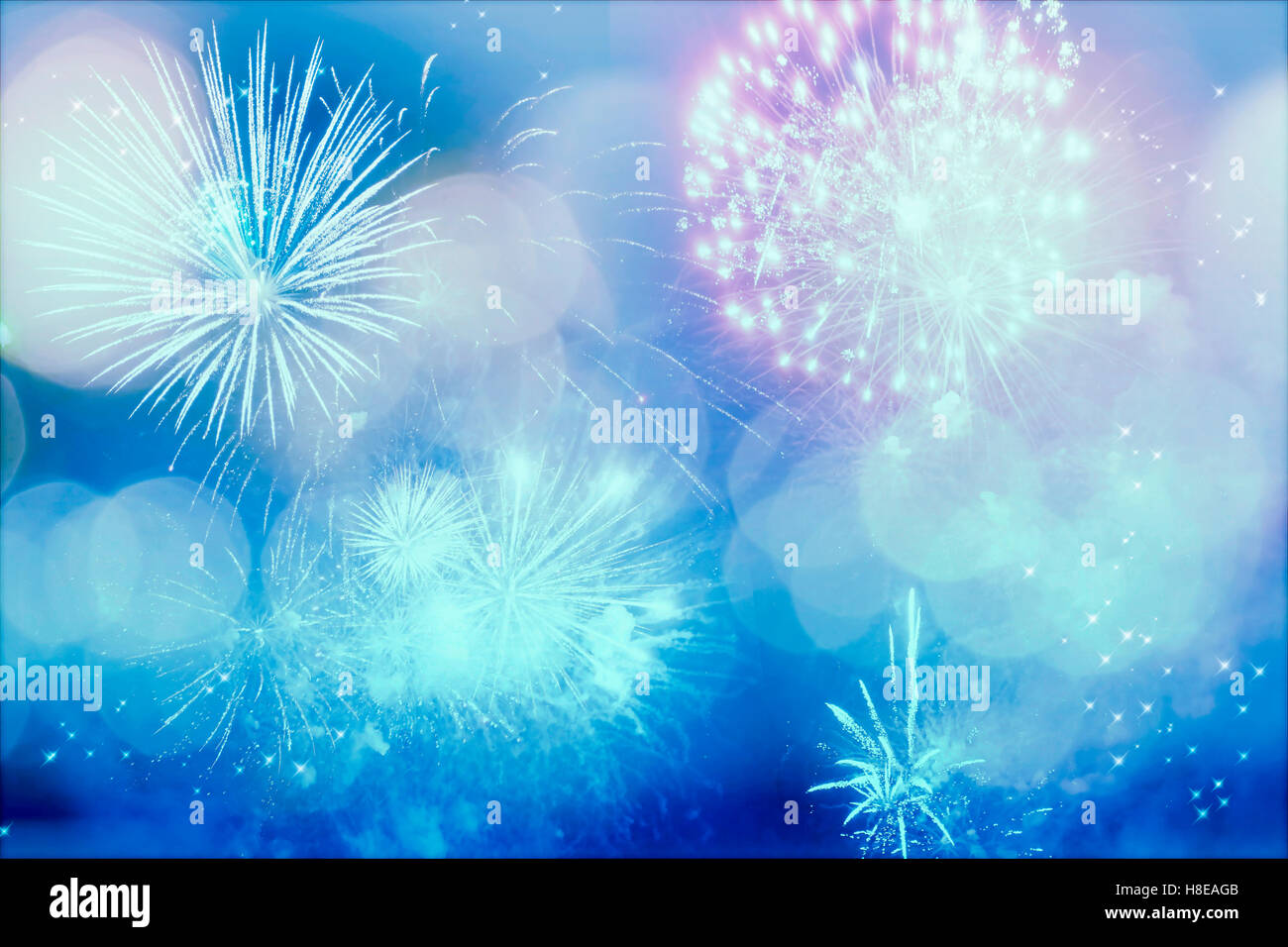 Abstract holiday background with colorful fireworks on the sky Stock ...