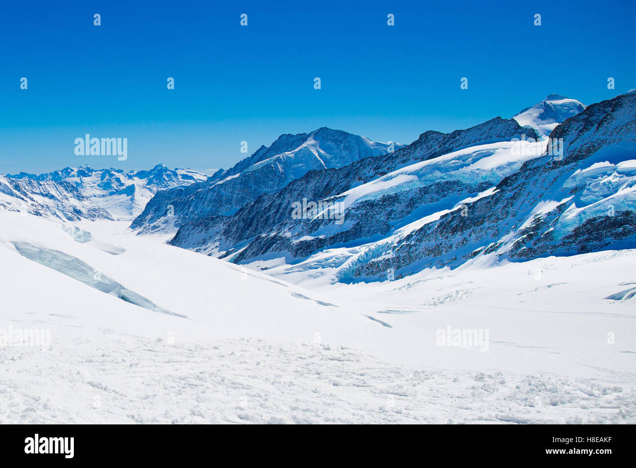 Aerial view of the Alps mountains in Switzerland. View from helicopter ...