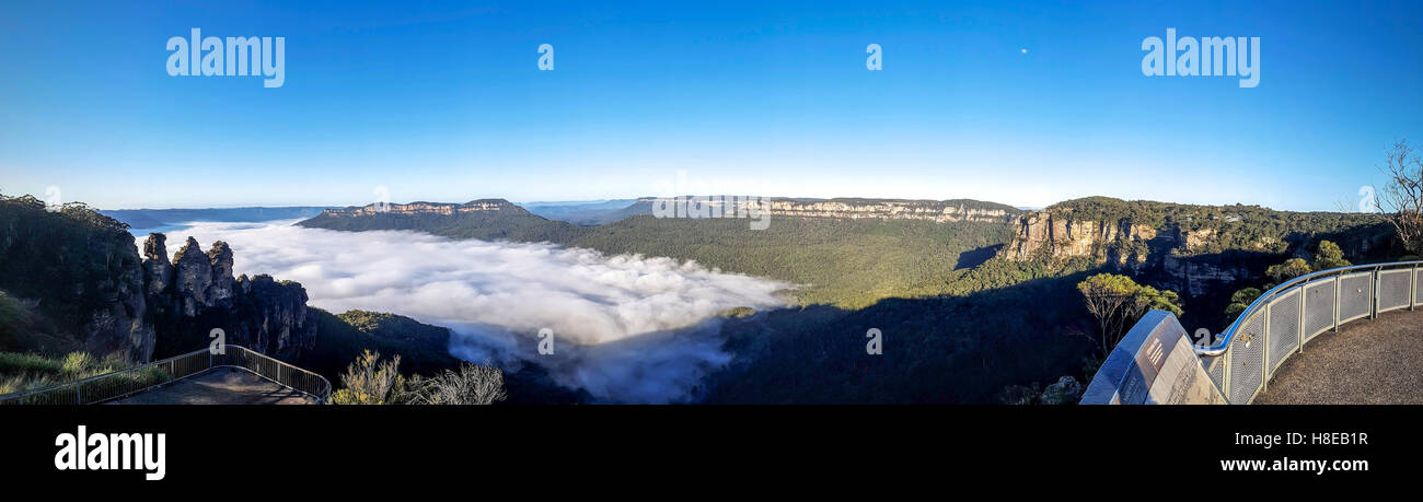 Morning fog at lookout in Australia Stock Photo