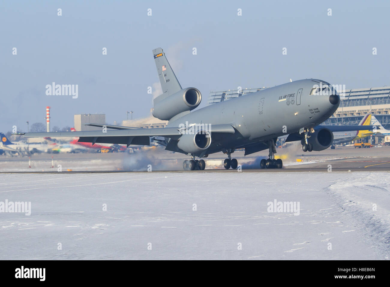 Stuttgart/Germany March 14, 2016:KC-10 from USAF art Airport. Stock Photo