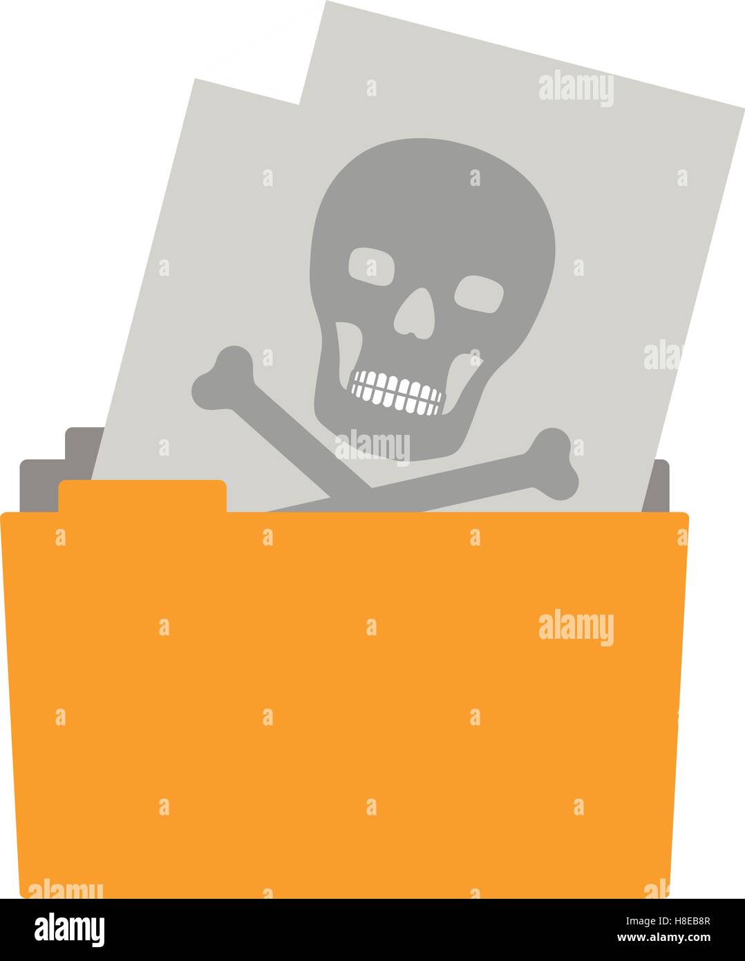 folder with skull with crossbones icon over white background.cyber ...