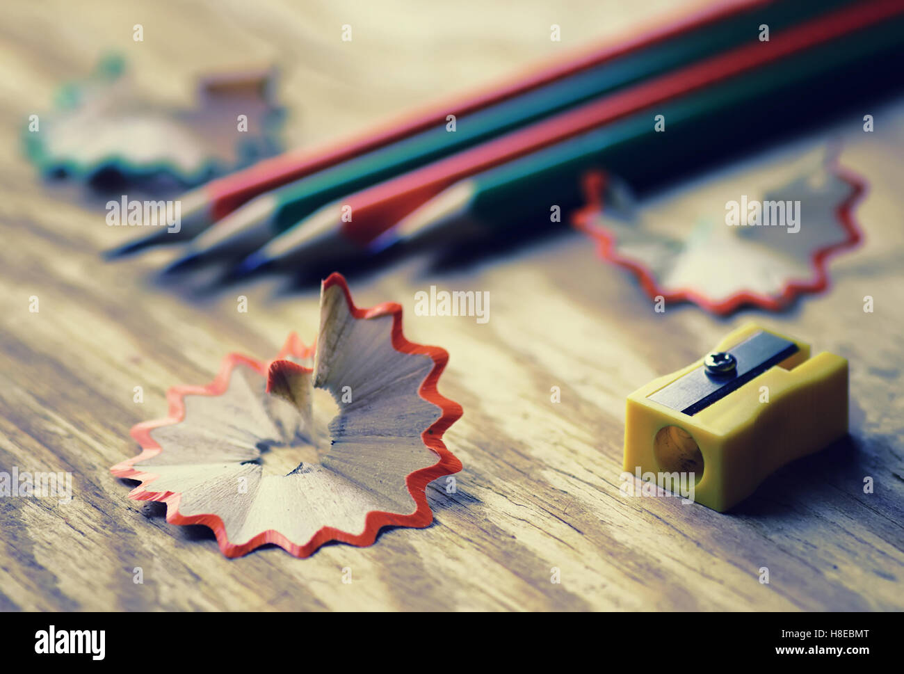 toned pencil sharpener trash wood Stock Photo Alamy