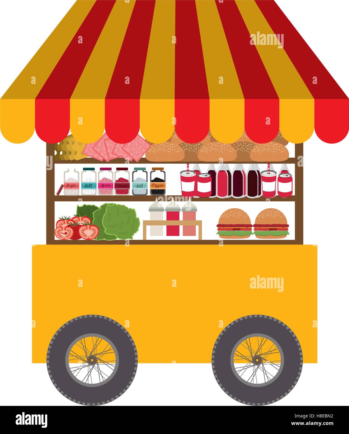 fast food cart icon over white background. street business design. vector illustration Stock