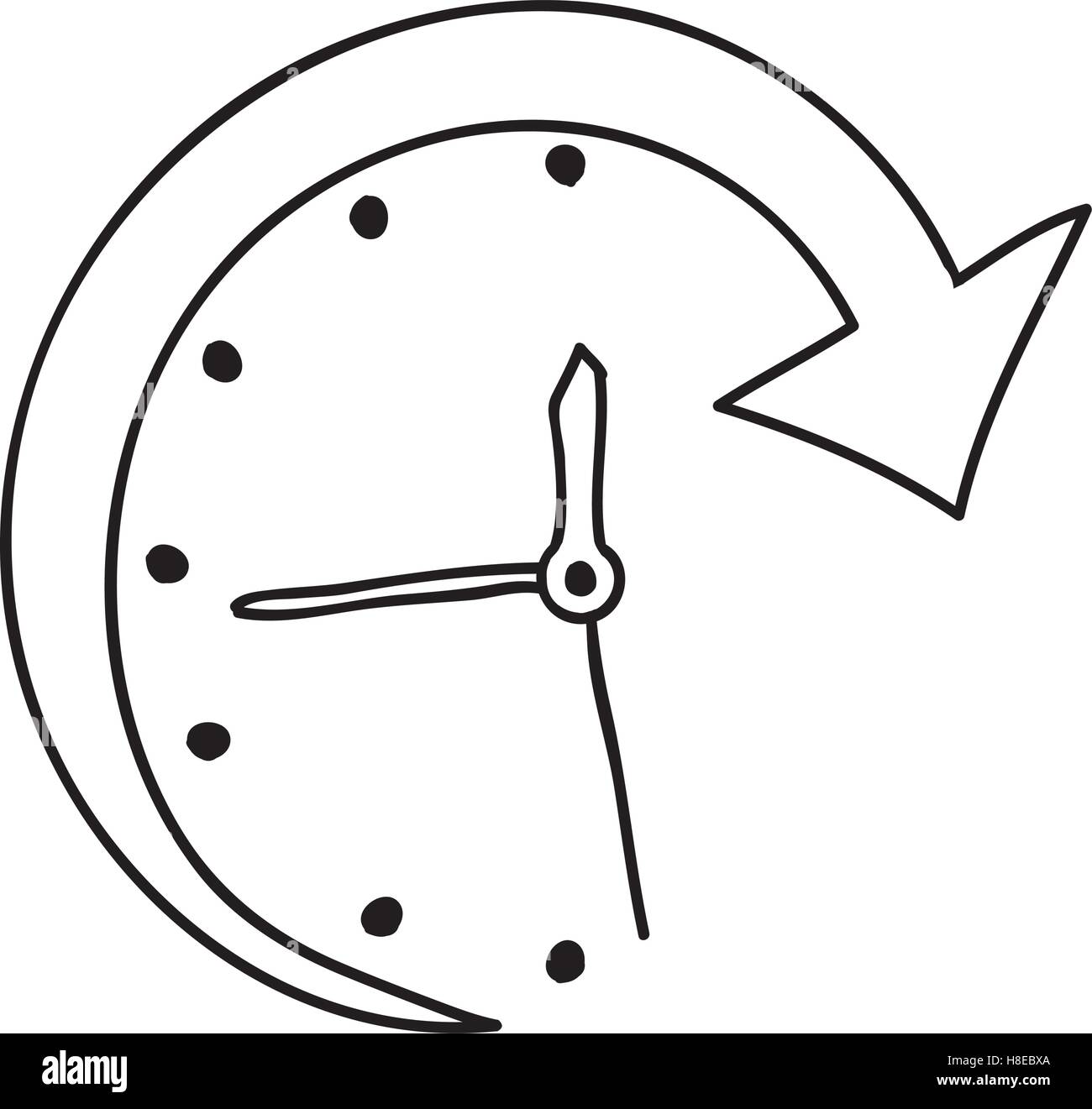 clock with arrow customer service icon over white background. vector