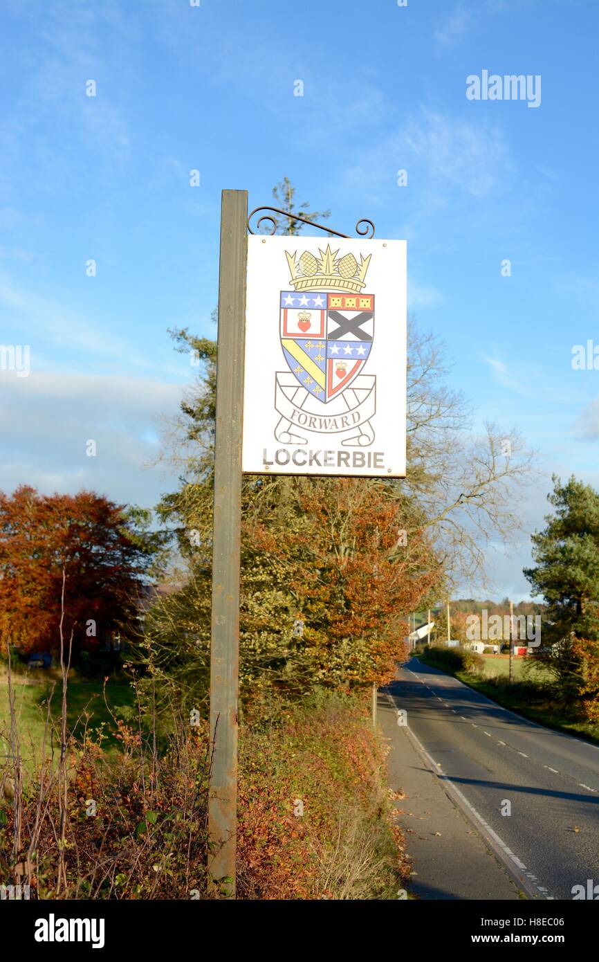 Lockerbie road sign Stock Photo Alamy