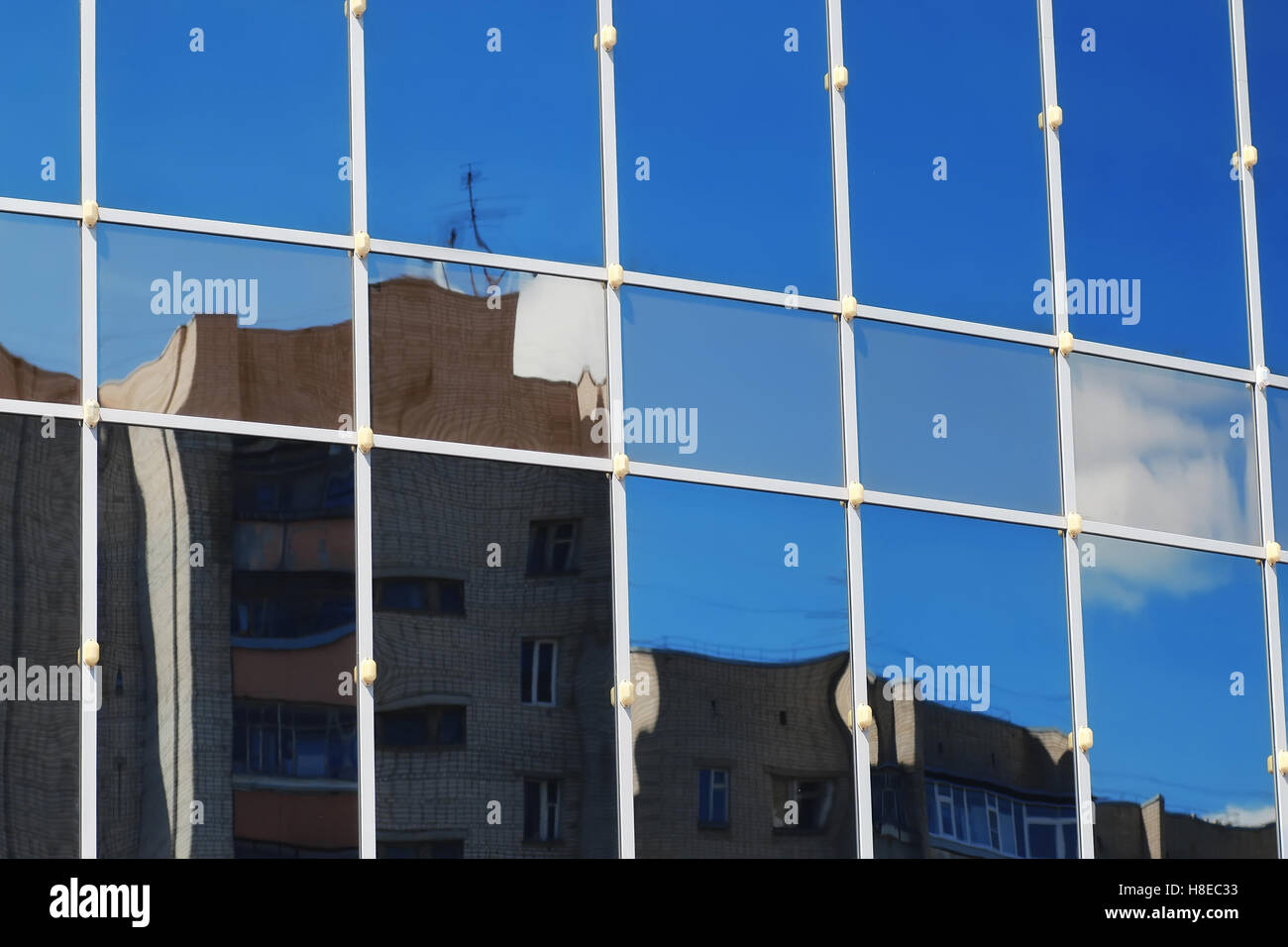 glass office building reflection sky cloud Stock Photo - Alamy