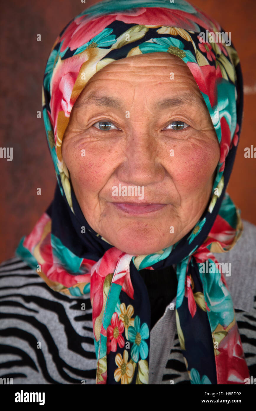 Kyrgyzstan - portrait of people -  Travel people Central Asia - Silk Road Stock Photo