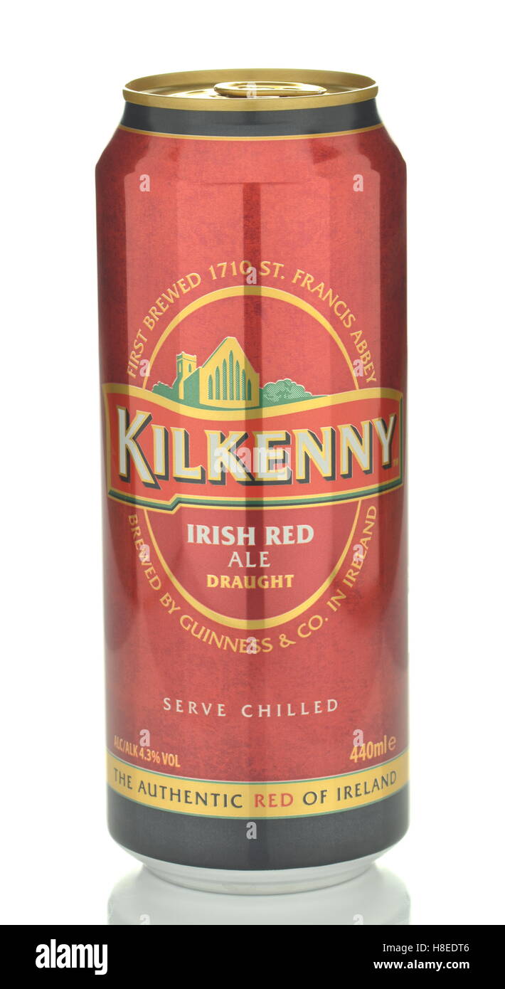 Kilkenny Irish red ale beer isolated on white background. Kilkenny is  brewed in Ireland and its heritage dates back to the 14th century Stock  Photo - Alamy