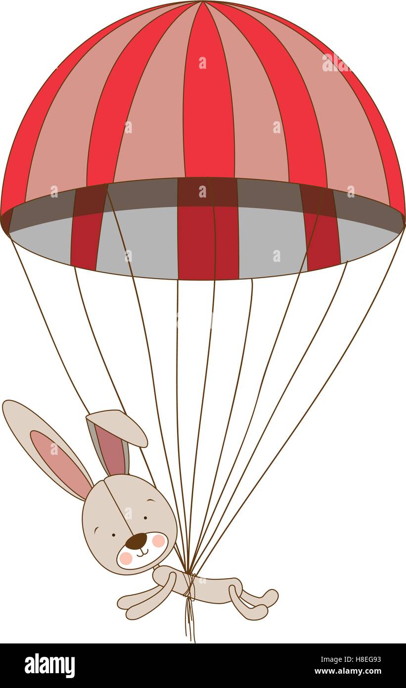 rabbit or bunny with parachute icon image vector illustration design ...