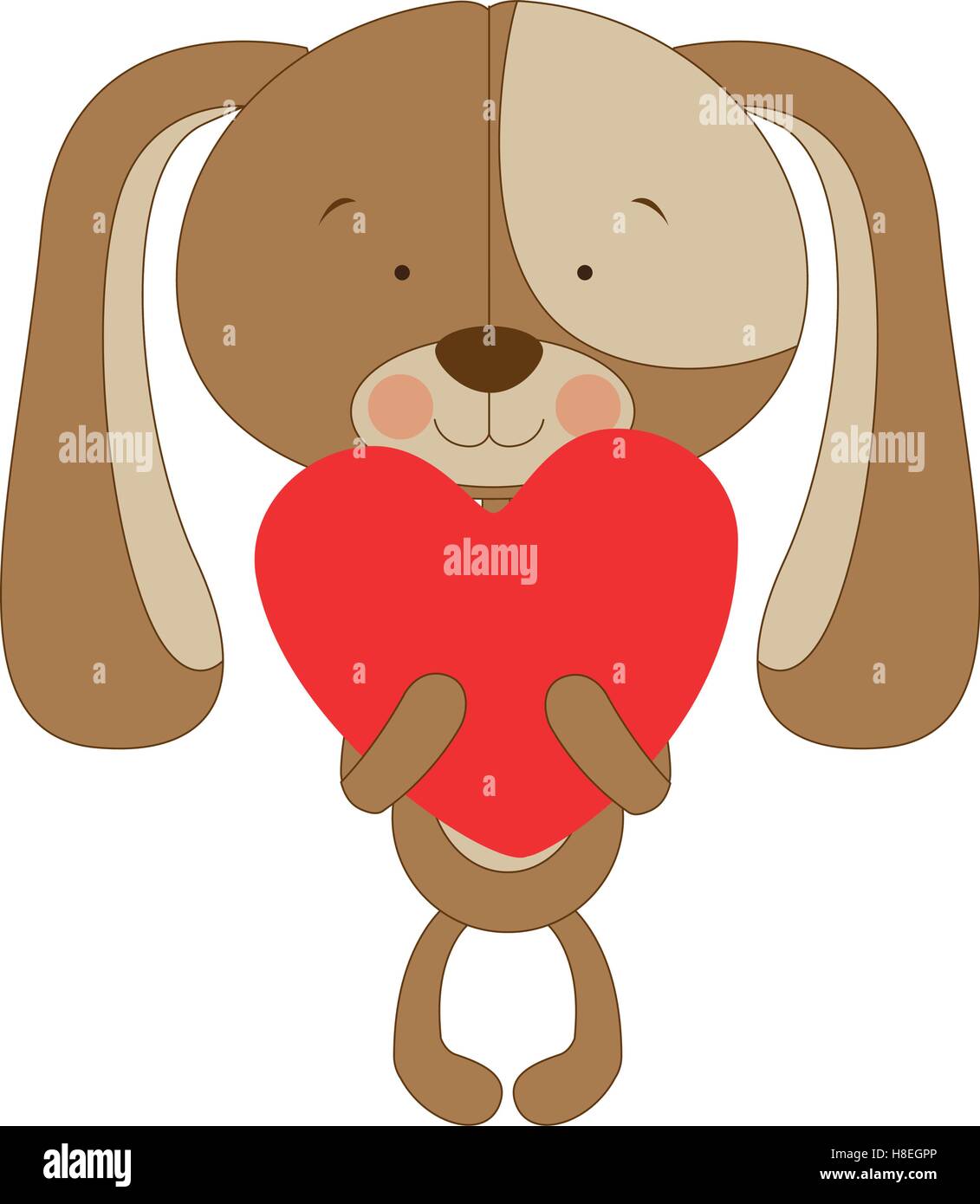 dog cartoon character holding heart icon image vector illustration ...