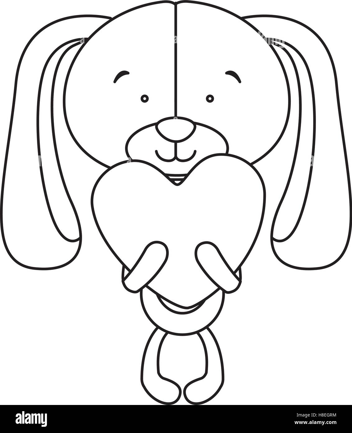 dog cartoon character holding heart icon image vector illustration ...