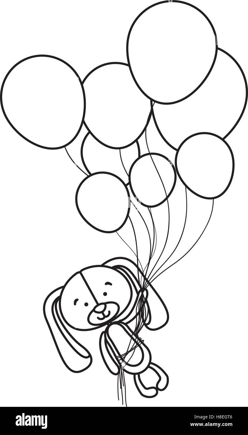 dog cartoon character with balloons icon image vector illustration ...