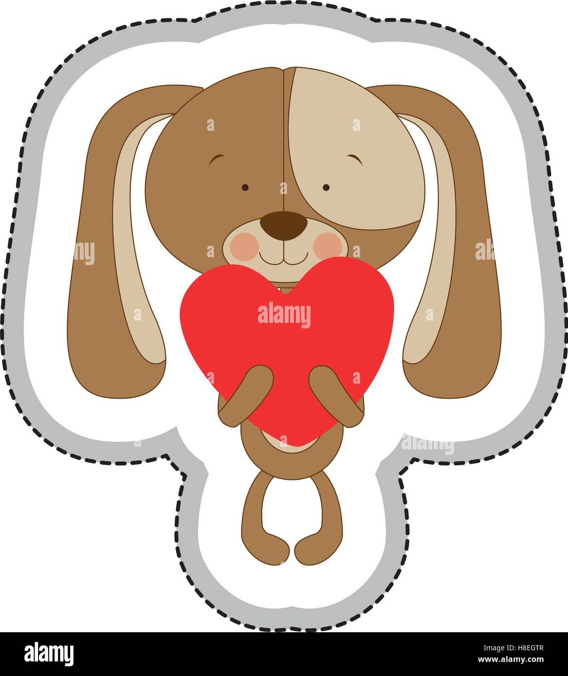 dog cartoon character holding heart icon image vector illustration ...
