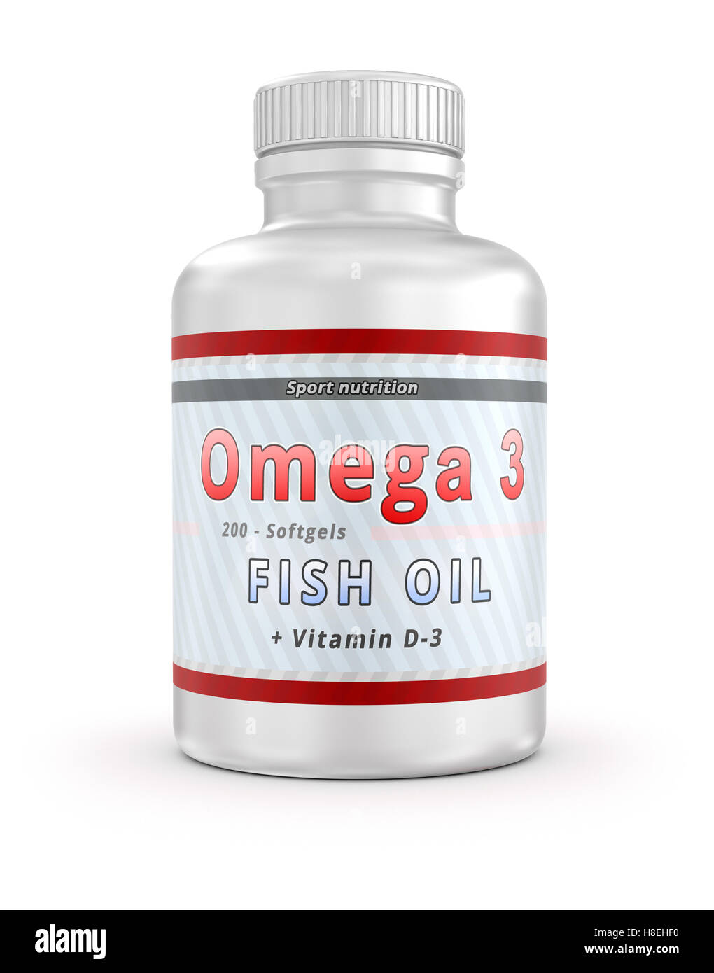 Omega 3 fish oil nutritional supplements. 3D illustration Stock Photo