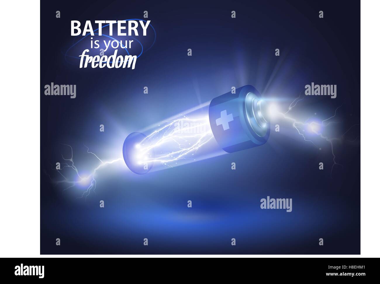 Power battery, full charge with lighting. Alternative energy Stock