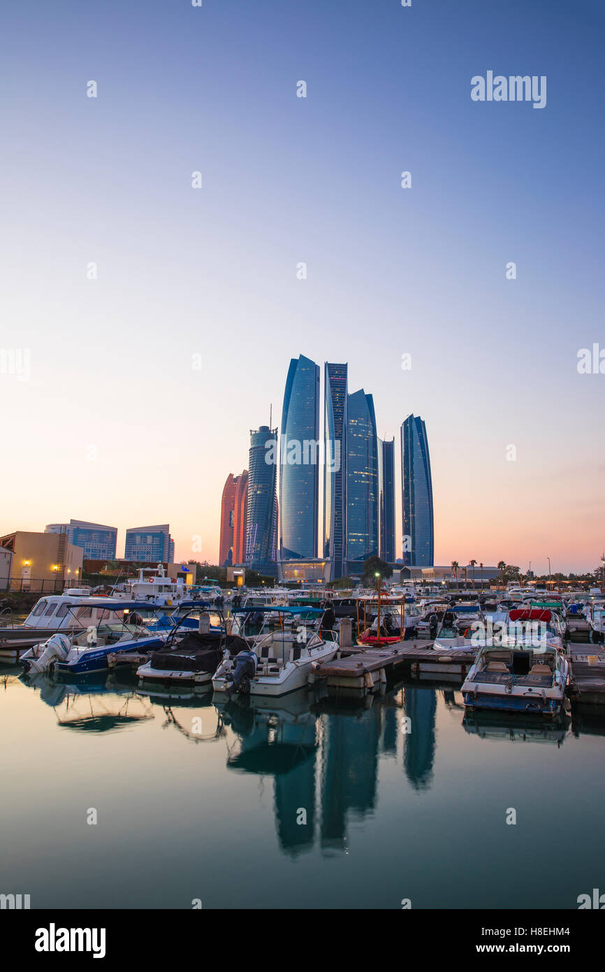View of Etihad Towers, Abu Dhabi, United Arab Emirates, Middle East Stock Photo