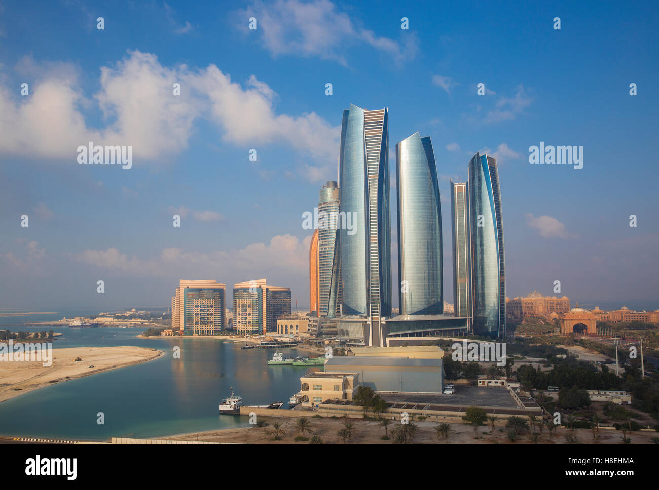 View of Etihad Towers, Abu Dhabi, United Arab Emirates, Middle East Stock Photo