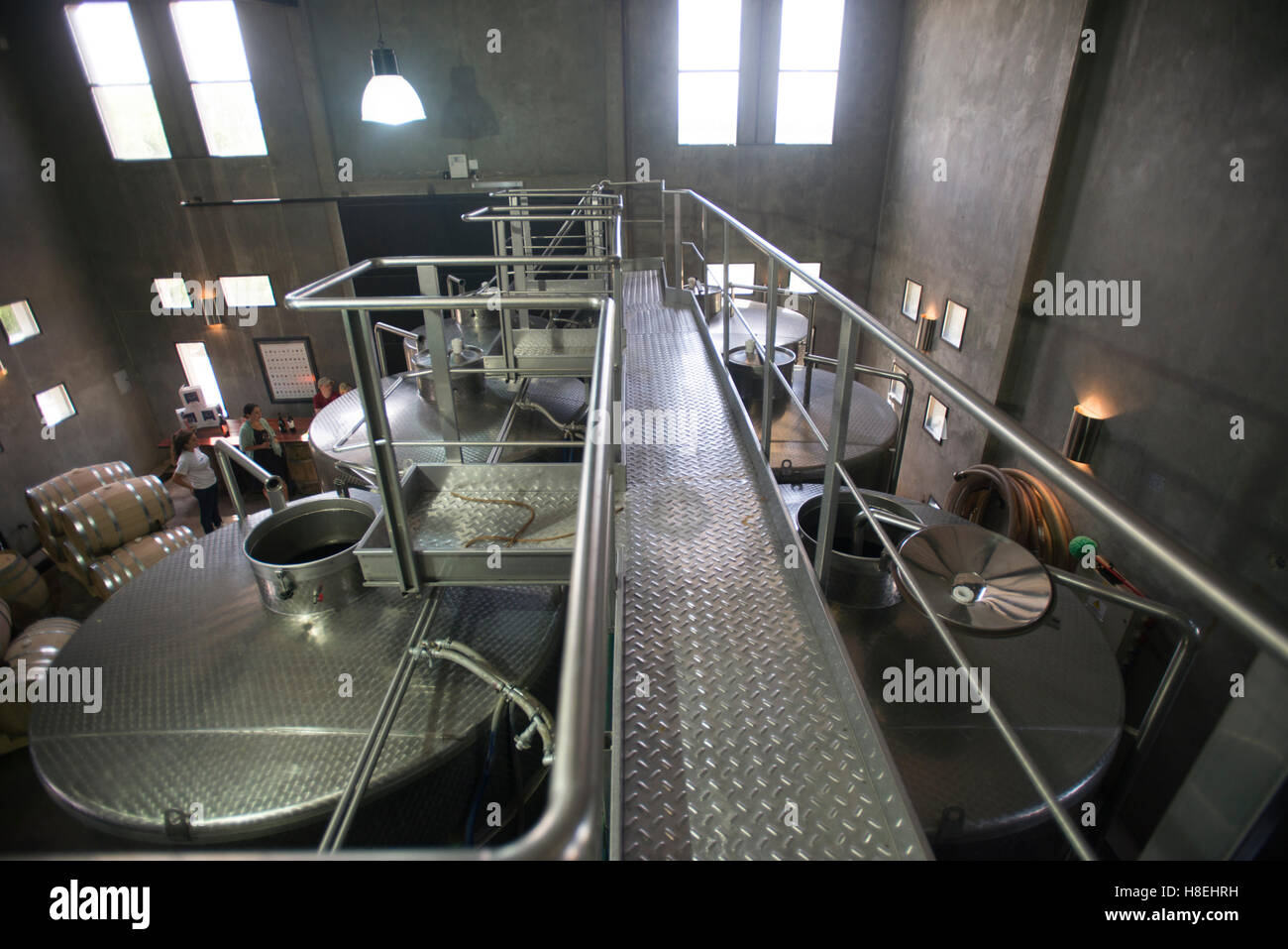 Wine in fermentation tanks in the Uco Valley near Mendoza, Argentina, South America Stock Photo