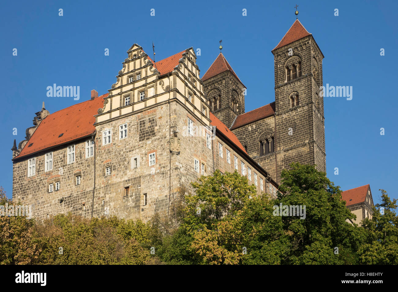 Schloss Quedlinburg, Harz, Saxony-Anhalt, Germany, Europe Stock Photo