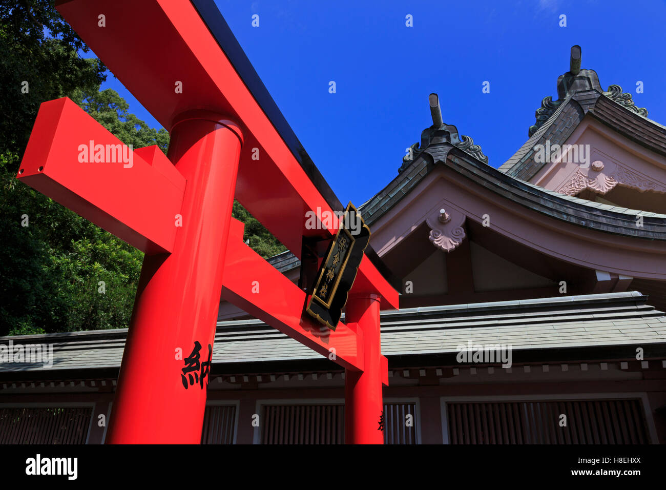 Tori Gate, Terukuni Shrine, Kagoshima City, Kyushu Island, Japan, Asia Stock Photo