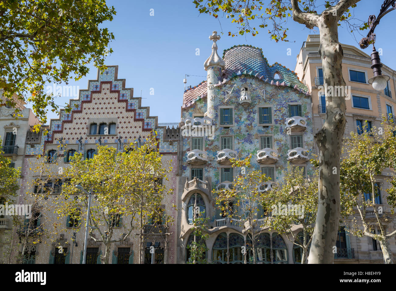 Antoni Gaudi's Casa Batllo building, UNESCO World Heritage Site, Barcelona, Catalonia, Spain, Europe Stock Photo