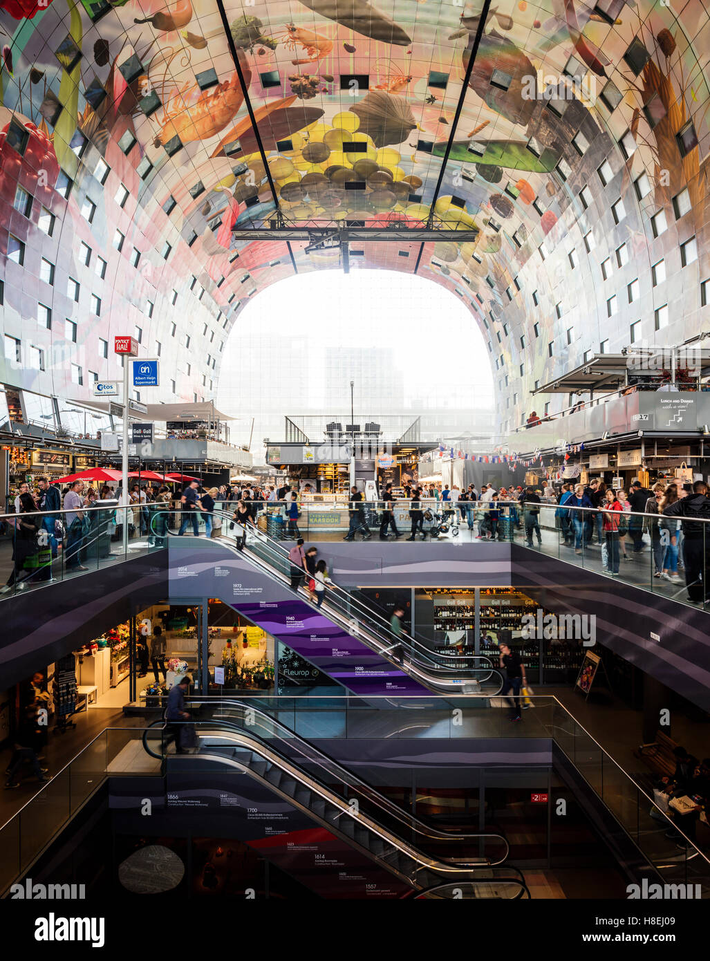 Interior of Markthal, Westnieuwland, Rotterdam, Netherlands, Europe Stock Photo