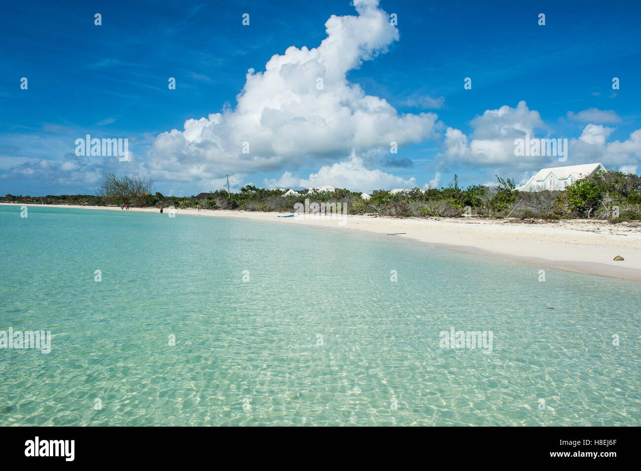 White sand and turquoise water at Taylor beach, Providenciales, Turks and Caicos, Caribbean, Central America Stock Photo