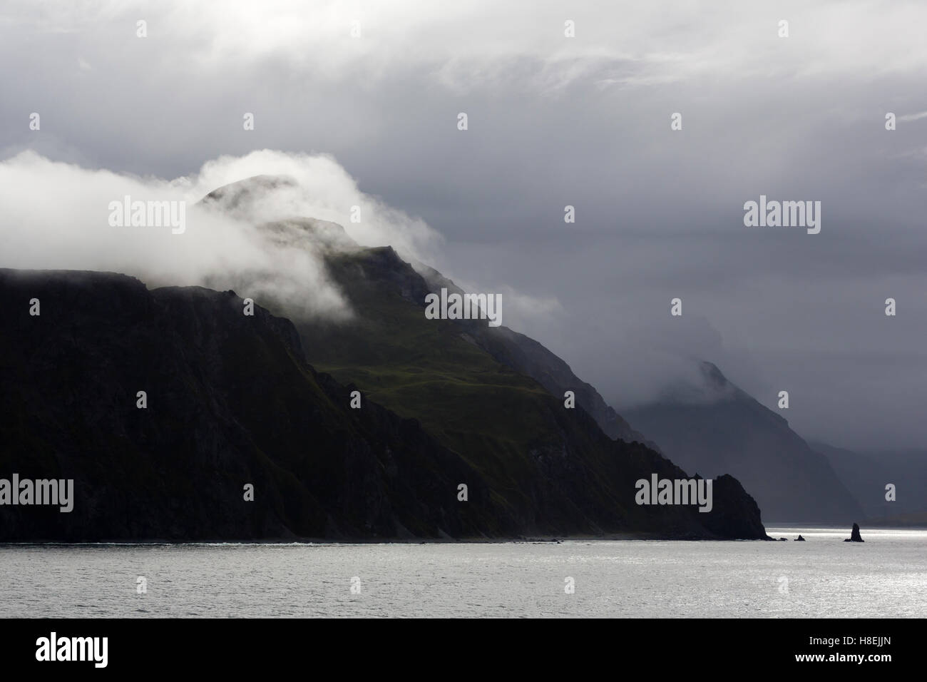 Mount Ballyhoo, Dutch Harbor, Amaknak Island, Aleutian Islands, Alaska, United States of America, North America Stock Photo
