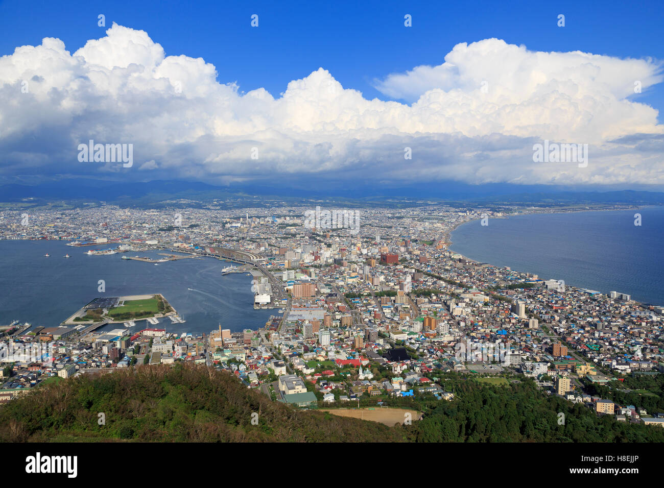 Ropeway view, Hakodate City, Hokkaido Prefecture, Japan, Asia Stock Photo