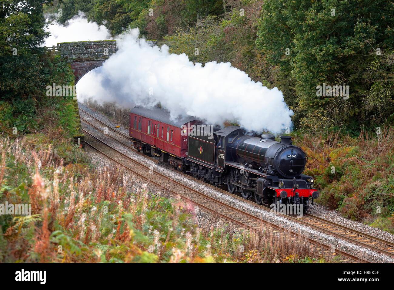 Steam train LNER 62005 Lord Of The Isles. Cowran Cut, Cowran Cutting, Brampton, Newcastle & Carlisle Railway, Cumbria, England. Stock Photo