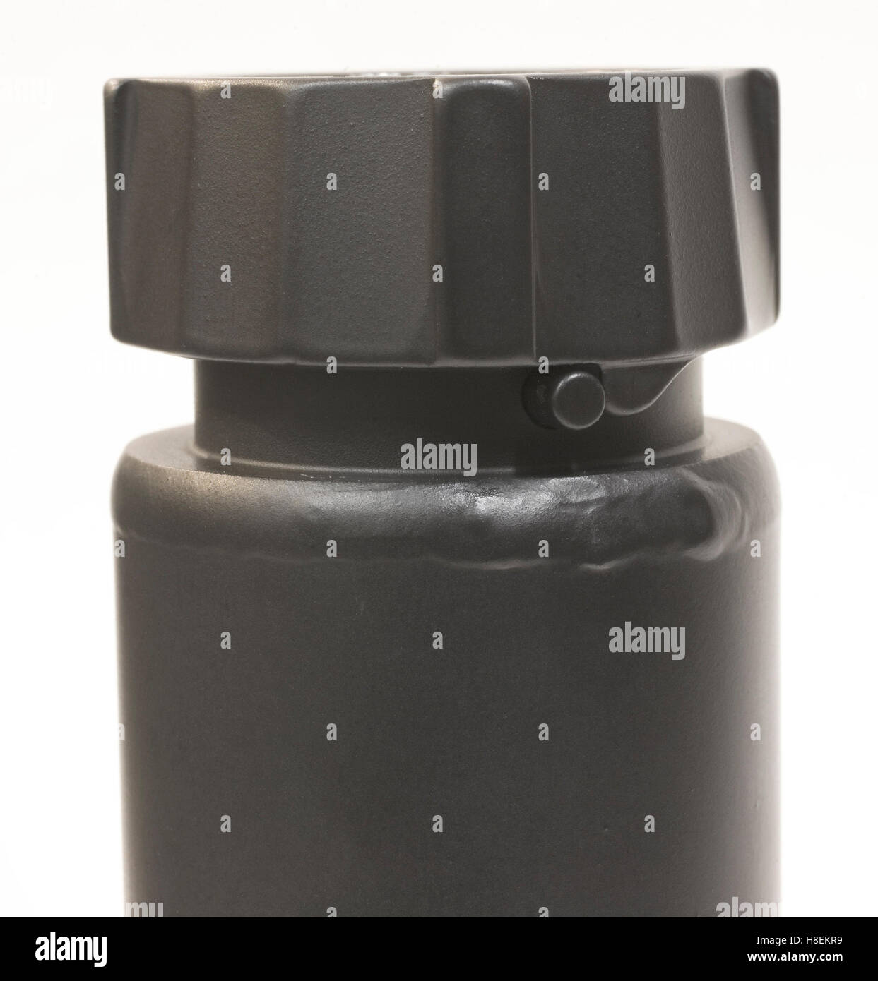Point where a silencer is attached to a rifle barrel Stock Photo - Alamy