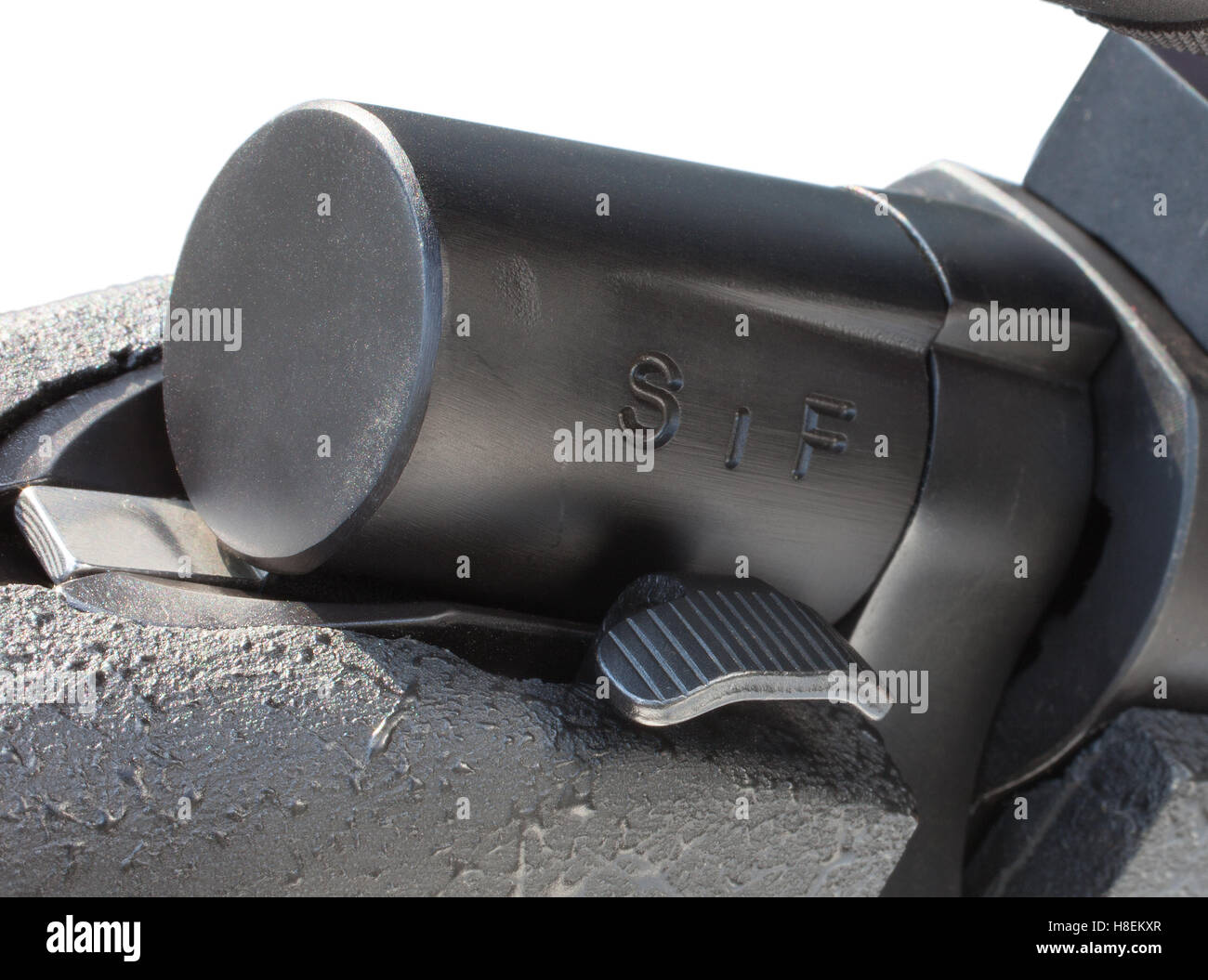 Isolated safety lever that is on a bolt action rifle Stock Photo Alamy
