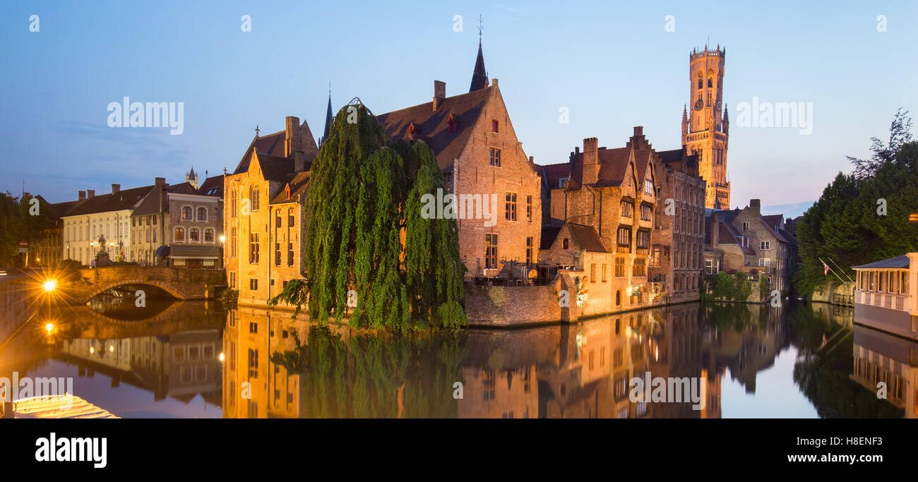 Rozenhoedkaai and Dijver river canal in Bruges, Belgium. Stock Photo